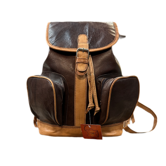 Handmade Drawstring Backpack Natural Leather Men's Travel Backpack