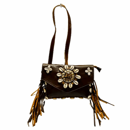 Bolso bandolera con flecos  artesanal de piel natural - Look Todo Piel - Bolsos