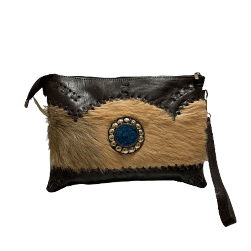 Bolso de mano con bandolera artesanal de piel natural - Look Todo Piel - 