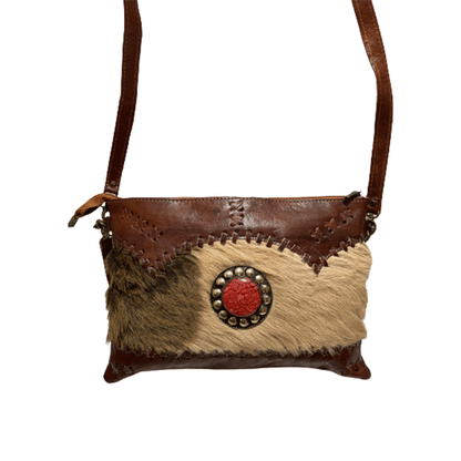 Bolso de mano con bandolera artesanal de piel natural - Look Todo Piel - 