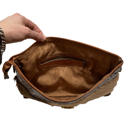 Bolso de mano con bandolera artesanal de piel natural - Look Todo Piel - 