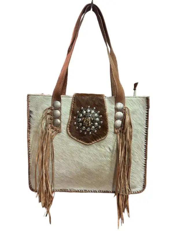 Bolso de piel con pelo natural.Bolso elegante para mujer - Look Todo Piel - Bolsos