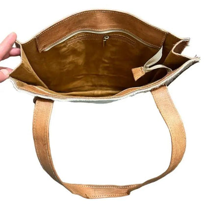 Bolso de piel con pelo natural.Bolso elegante para mujer - Look Todo Piel - 