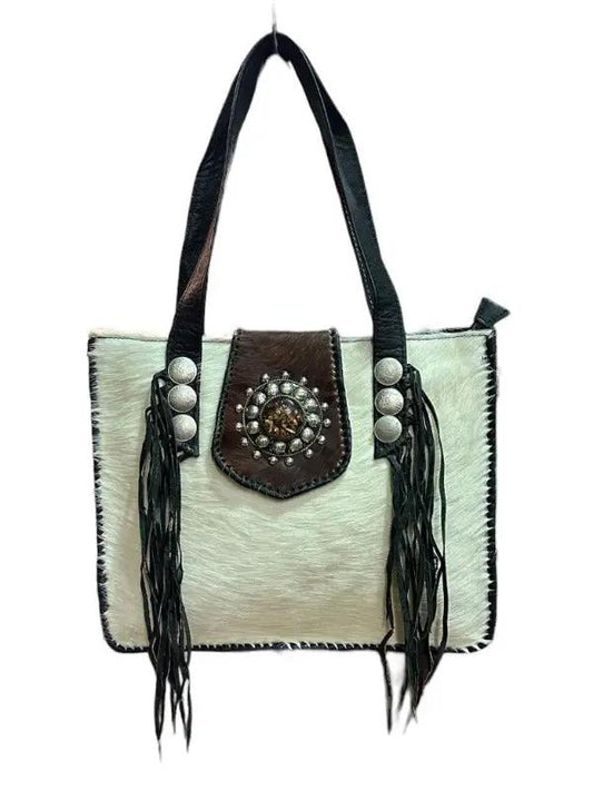 Bolso de piel con pelo natural.Bolso muy cómodo para mujer - Look Todo Piel - Bolsos