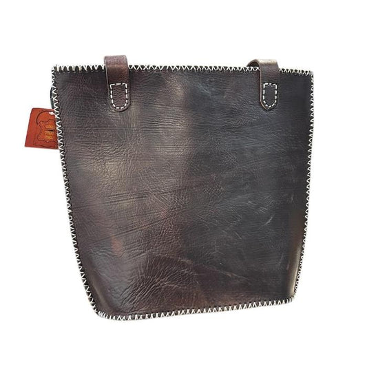 Elegant natural leather bag with handles.