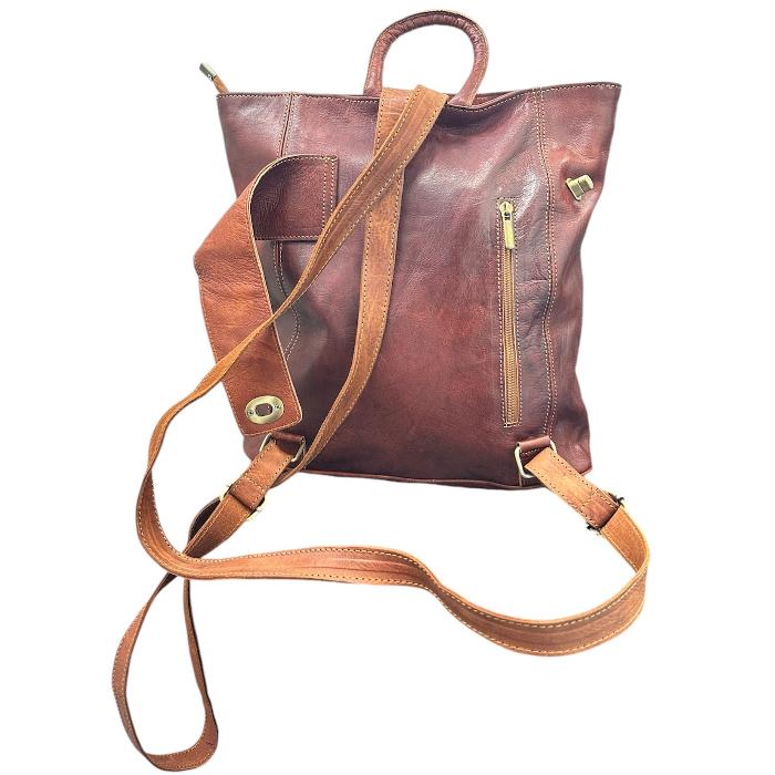 Natural leather handmade backpack