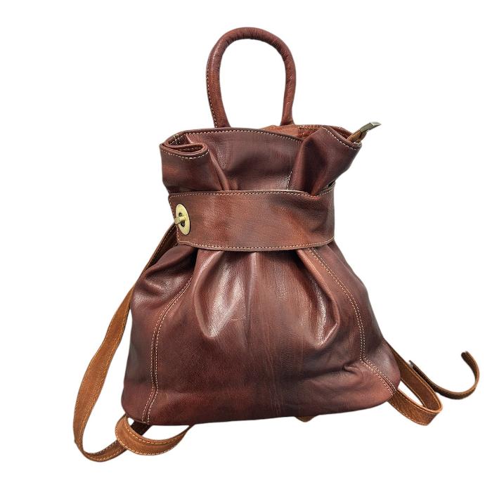 Natural leather handmade backpack