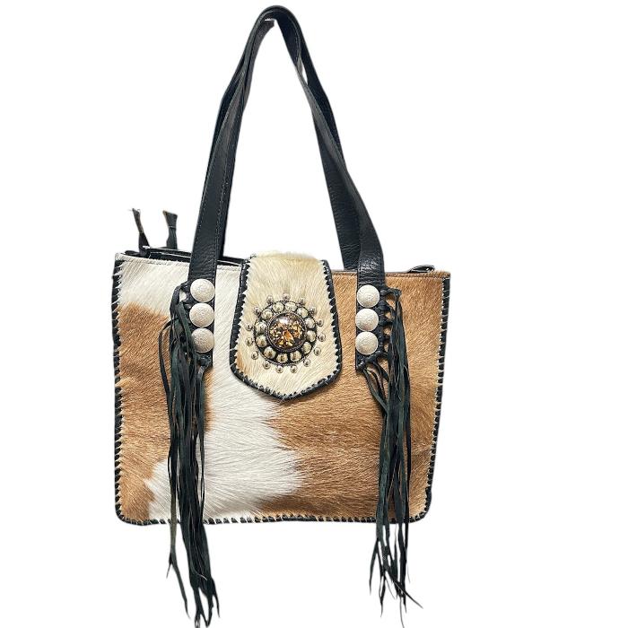 Bolso de piel con pelo natural.Bolso muy cómodo y elegante para mujer