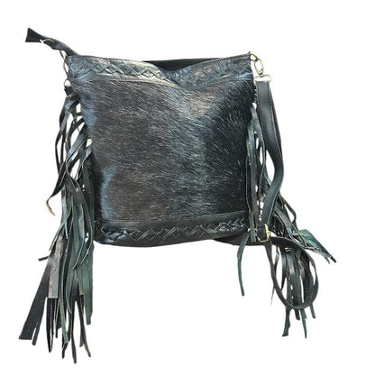 Bolso artesanal  de cuero con pelo