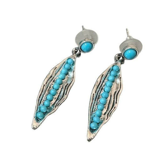 Pendientes blade turquesa para mujer de look todo piel - Look Todo Piel - Pendientes