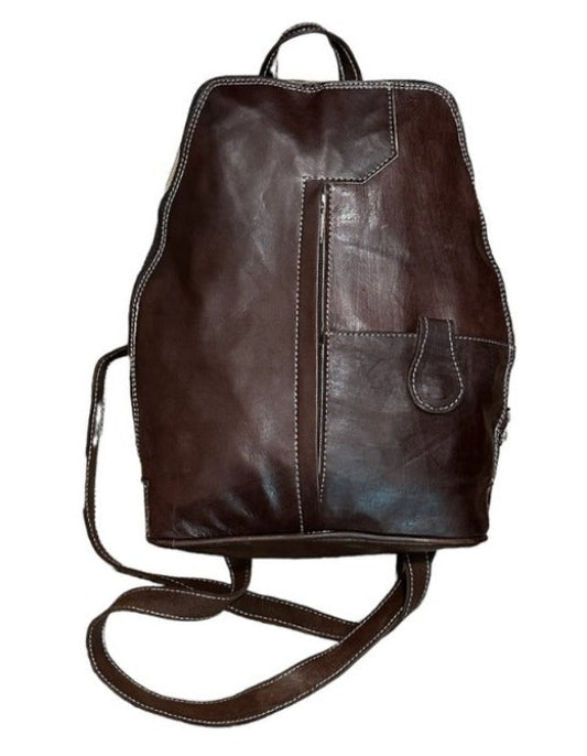 Natural leather handmade backpack