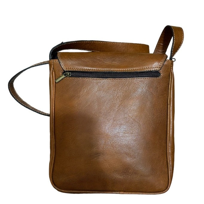 Handmade natural leather shoulder bag